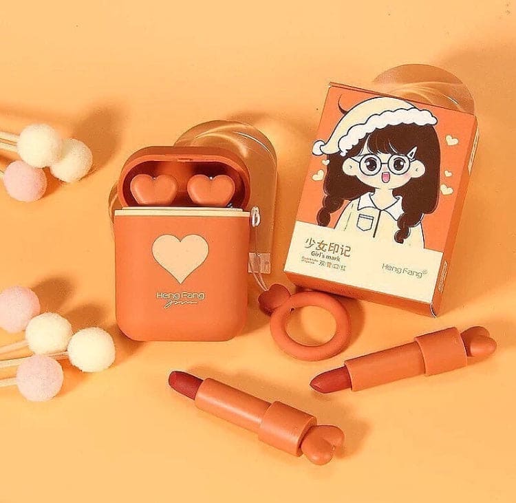 Heng Fang Airpods Lipsticks, 2 Colors Long Lasting Lipsticks, Cute Waterproof Matte Lipsticks Heng Fang Airpods Lipsticks, 2 Colors Long Lasting Lipsticks, Cute Waterproof Matte Lipsticks